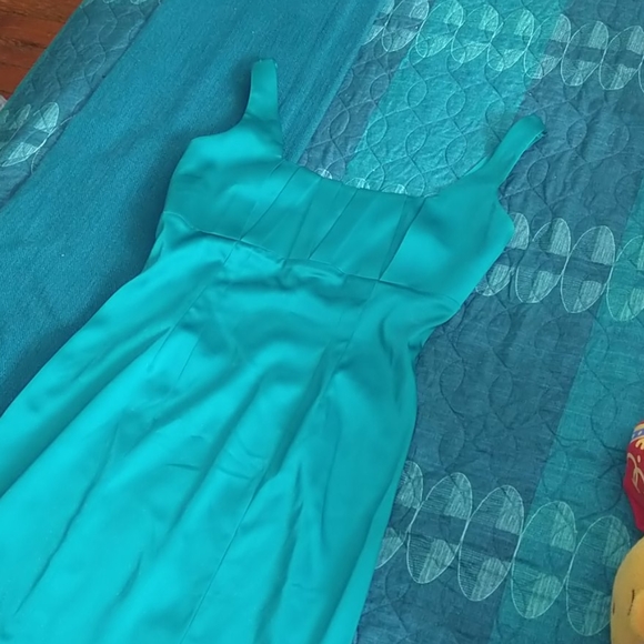 Calvin Klein Teal Satin Dress Sz 2 - Picture 2 of 4